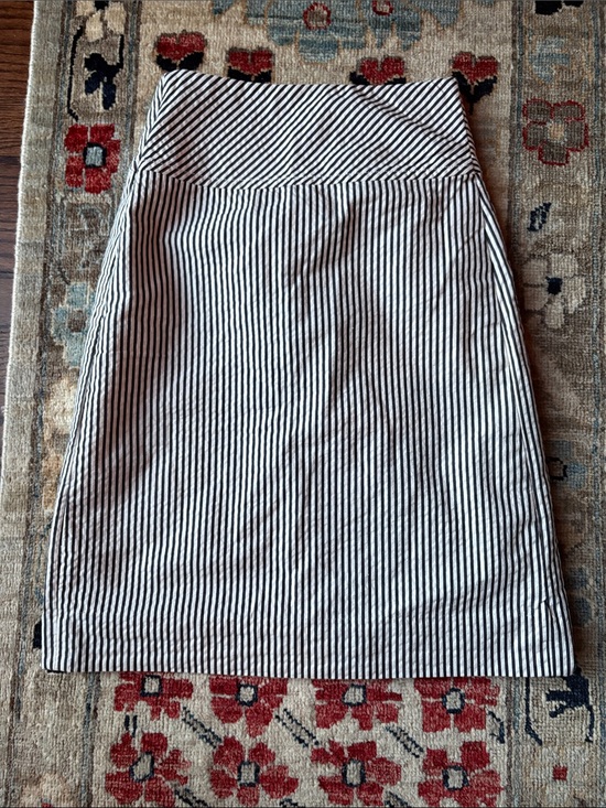 J. Crew Dresses & Skirts - J.Crew Pencil Skirt Striped Cotton Navy Blue White Size 0P Preppy Office